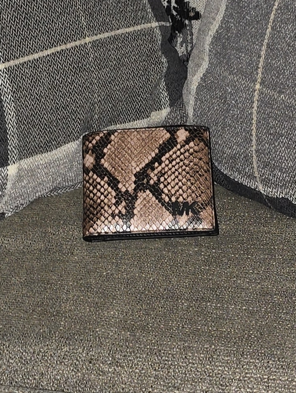 Michael Kors Mens Brown/Black Snake-Print Leather Wallet NWT (F)